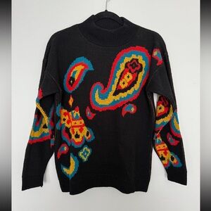 Vintage Fortune Knits Colorful Paisley Sweater Womens Size 7, approx M